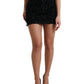 Dolce & Gabbana Black Nylon Textured High Waist Mini Skirt