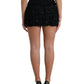 Dolce & Gabbana Black Nylon Textured High Waist Mini Skirt