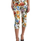 Dolce & Gabbana White Majolica Print High Waist Cropped Pants