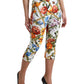 Dolce & Gabbana White Majolica Print High Waist Cropped Pants