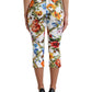 Dolce & Gabbana White Majolica Print High Waist Cropped Pants