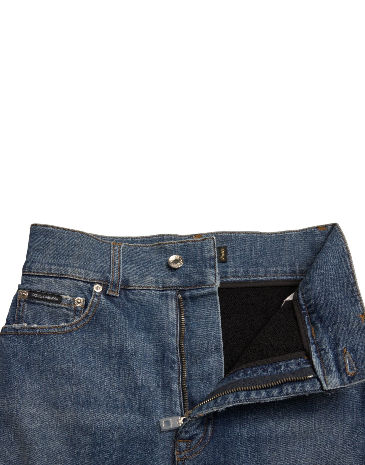 Dolce & Gabbana Black Blue Cotton High Waist PRETTY Denim Pants