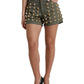 Dolce & Gabbana Green Gold Embellished High Waist Shorts