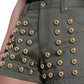 Dolce & Gabbana Green Gold Embellished High Waist Shorts