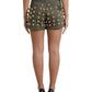 Dolce & Gabbana Green Gold Embellished High Waist Shorts