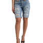 Dolce & Gabbana Blue Tattered Embellished Bermuda Shorts