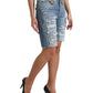 Dolce & Gabbana Blue Tattered Embellished Bermuda Shorts