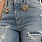 Dolce & Gabbana Blue Tattered Embellished Bermuda Shorts