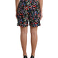 Dolce & Gabbana Black Floral High Waist Hot Pants Shorts