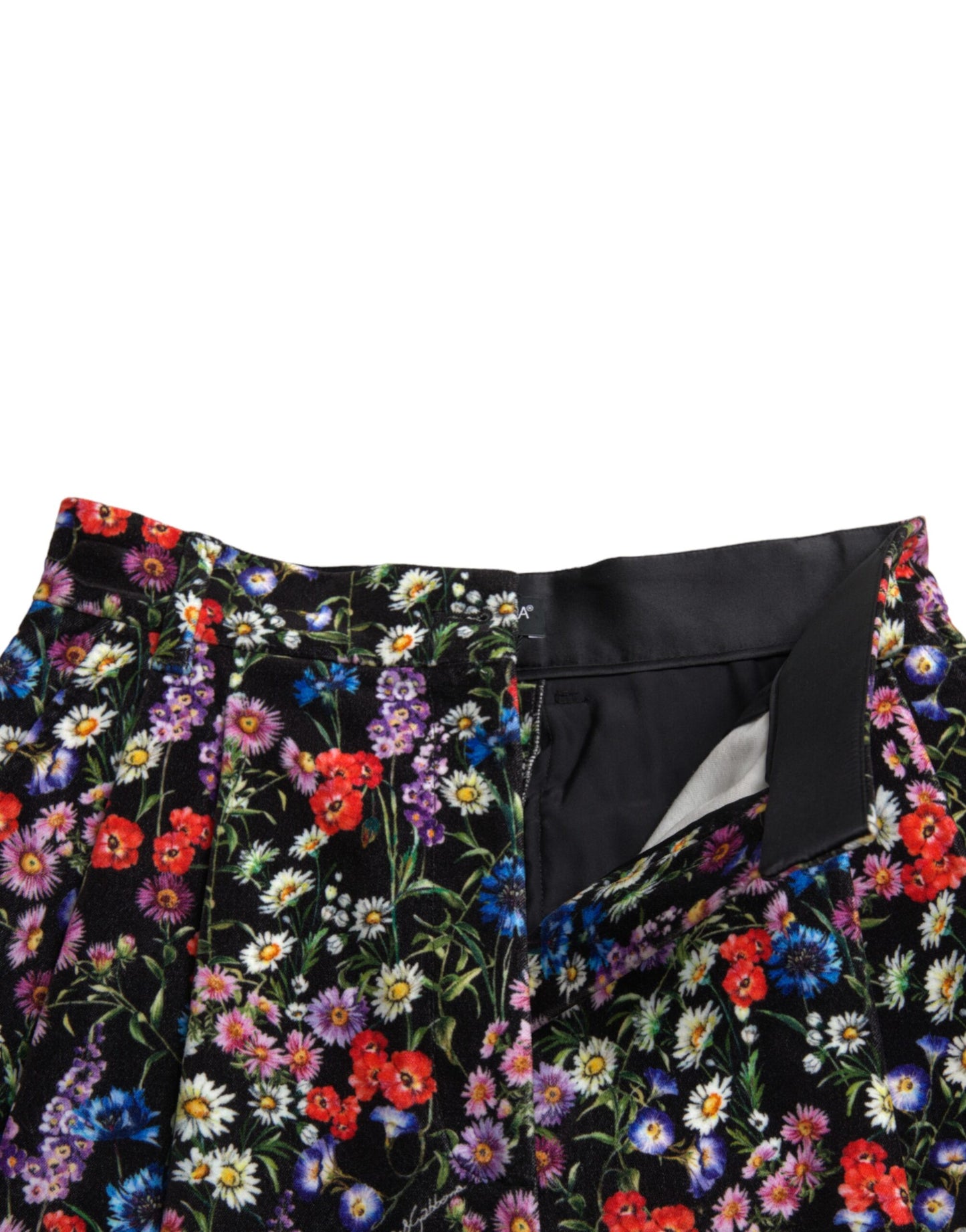 Dolce & Gabbana Black Floral High Waist Hot Pants Shorts