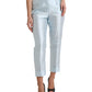 Dolce & Gabbana Sky Blue Silk High Waist Folded Hem Pants