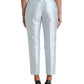 Dolce & Gabbana Sky Blue Silk High Waist Folded Hem Pants