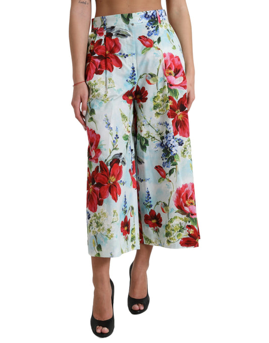 Dolce & Gabbana Multicolor Floral High Waist Wide Leg Pants