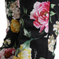 Dolce & Gabbana Black Floral Print Mid Waist Cropped Pants