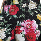 Dolce & Gabbana Black Floral Print Mid Waist Cropped Pants