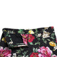 Dolce & Gabbana Black Floral Print Mid Waist Cropped Pants