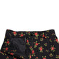 Dolce & Gabbana Black Floral Wool High Waist Tapered Pants