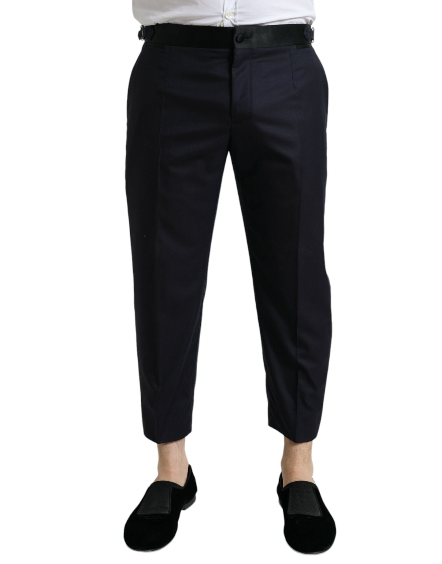 Dolce & Gabbana Blue Wool Cropped Tapered Pants