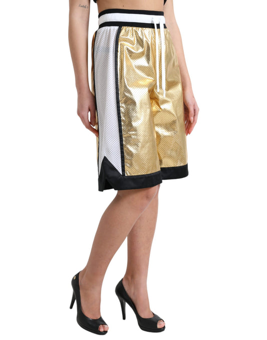 Dolce & Gabbana Gold Metallic High Waist Shorts