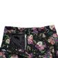 Dolce & Gabbana Black Floral Wool High Waist Wide Leg Pants