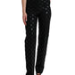 Dolce & Gabbana Black Wool DG Logo High Waist Straight Pants