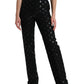 Dolce & Gabbana Black Wool DG Logo High Waist Straight Pants