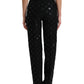 Dolce & Gabbana Black Wool DG Logo High Waist Straight Pants