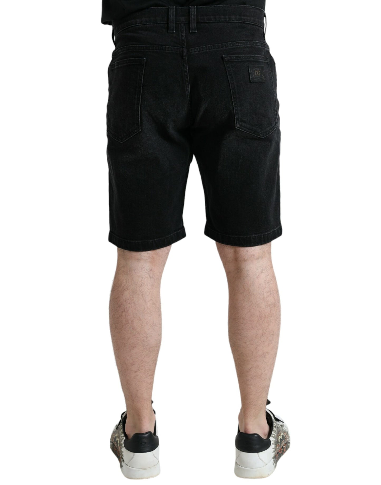 Dolce & Gabbana Black Cotton Stretch Bermuda Denim Shorts