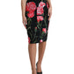 Dolce & Gabbana Black Carnation Pencil Cut Knee Length Skirt