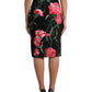 Dolce & Gabbana Black Carnation Pencil Cut Knee Length Skirt