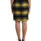 Dolce & Gabbana Yellow Black Brushed Checked Wool Pencil Cut Skirt