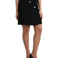 Dolce & Gabbana Black Wool Button High Waist Aline Mini Skirt