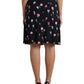 Dolce & Gabbana Black Rose High Waist A-line Knee Length Skirt