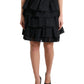 Dolce & Gabbana Black Tiered Aline High Waist Silk Mini Skirt