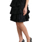 Dolce & Gabbana Black Tiered Aline High Waist Silk Mini Skirt