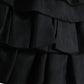 Dolce & Gabbana Black Tiered Aline High Waist Silk Mini Skirt