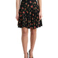 Dolce & Gabbana Black Rose Print High Waist A-line Mini Skirt