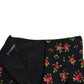 Dolce & Gabbana Black Rose Print High Waist A-line Mini Skirt