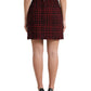 Dolce & Gabbana Black Red Cotton High Waist Tartan Tweed Mini Skirt