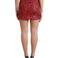 Dolce & Gabbana Red Leopard Print Cotton High Waist Mini Skirt