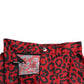 Dolce & Gabbana Red Leopard Print Cotton High Waist Mini Skirt