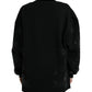 Dolce & Gabbana Black Pullover Floral Logo Applique Sweater