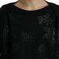 Dolce & Gabbana Black Pullover Floral Logo Applique Sweater