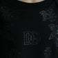 Dolce & Gabbana Black Pullover Floral Logo Applique Sweater