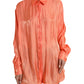 Dolce & Gabbana Peach Long Sleeve Button Down Blouse Top