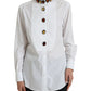 Dolce & Gabbana White Cotton Crystals Embellished Shirt Top