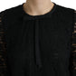 Dolce & Gabbana Black STAFF Floral Lace Blouse Top