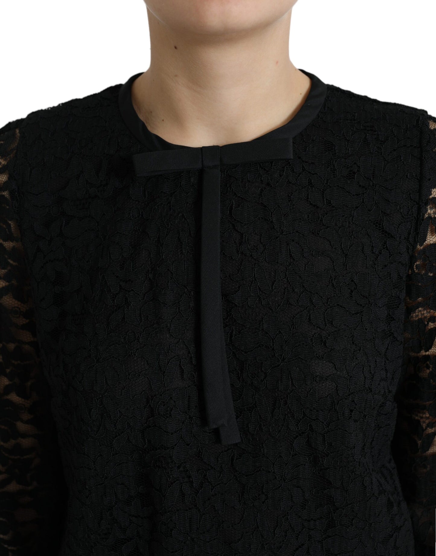 Dolce & Gabbana Black STAFF Floral Lace Blouse Top