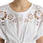 Dolce & Gabbana Elegant White Floral Lace-Up Corset Blouse