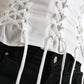 Dolce & Gabbana Elegant White Floral Lace-Up Corset Blouse